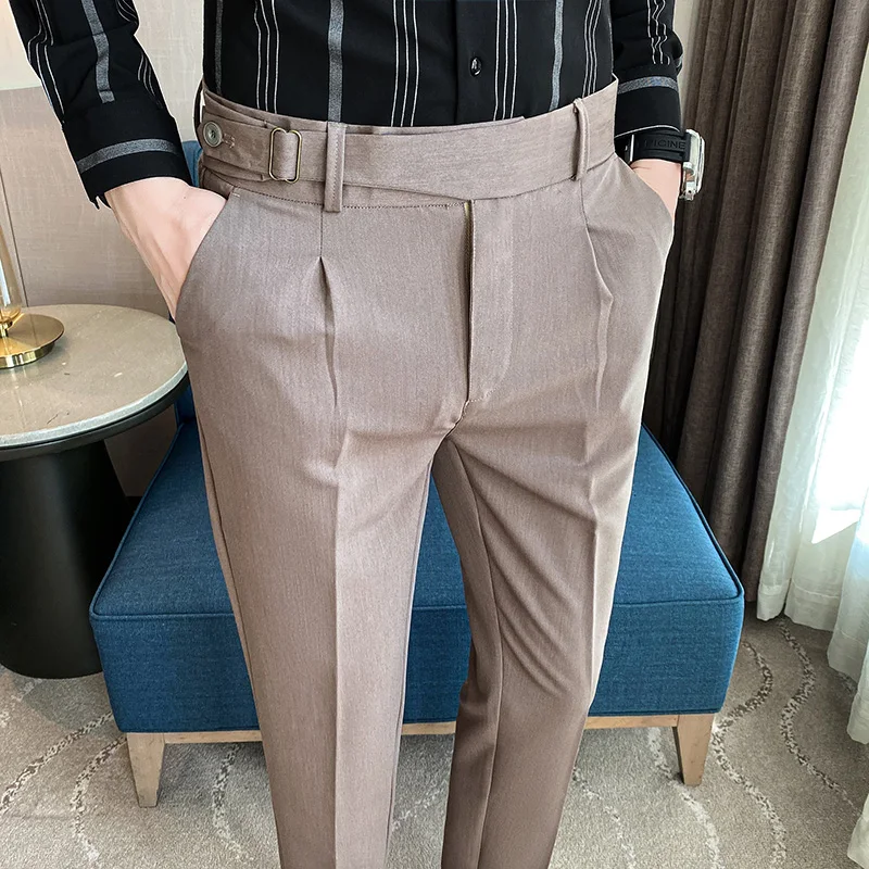 

Pants Business Pure Dress Slim Trousers Summer Dark Suit Office Color 29-38 Mens Occupation Fit 2022 Fashion Ankle Green