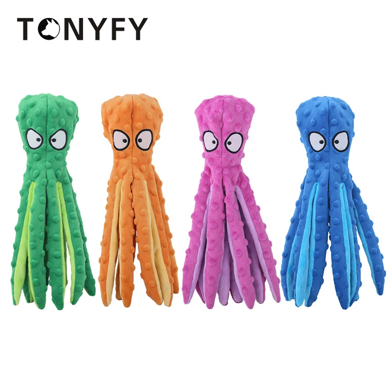 

8 Legs Octopus Soft Stuffed Plush Dog Toys Outdoor Play Interactive Squeaky Dogs Toy Sounder Sounding Paper Chew Tooth Toy