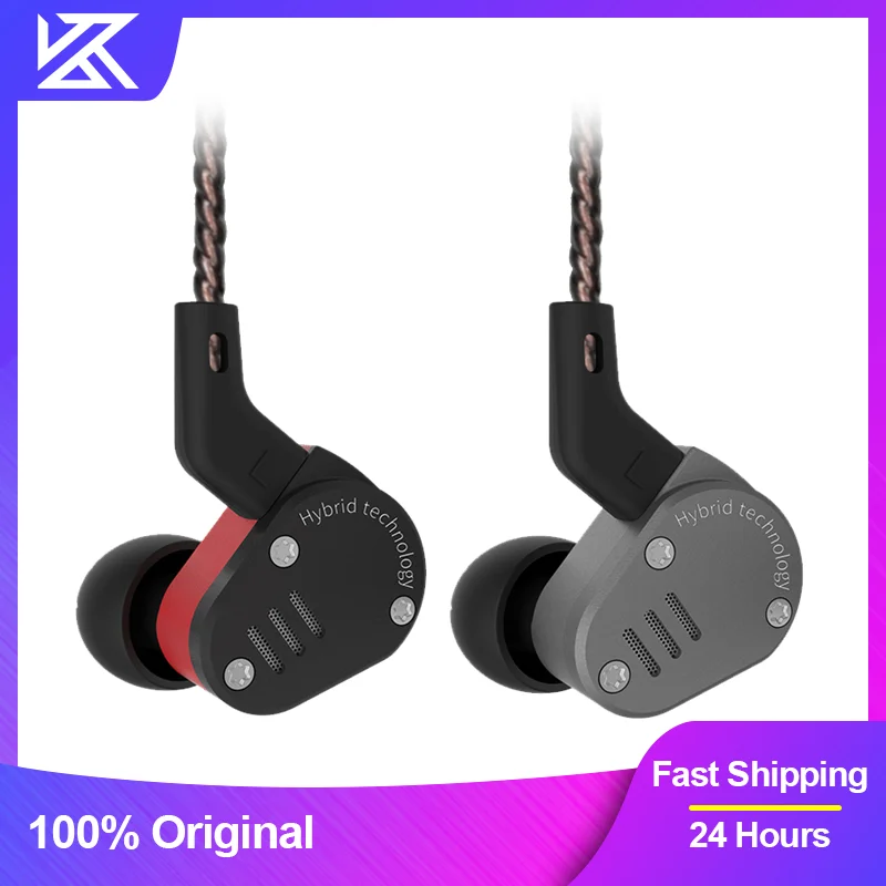 

KZ ZSA Metal Headphones Hybrid Technology 1BA+1DD In Ear Monitors Sport Earbuds Wired Earphones HiFi Noise Cancelling Headset