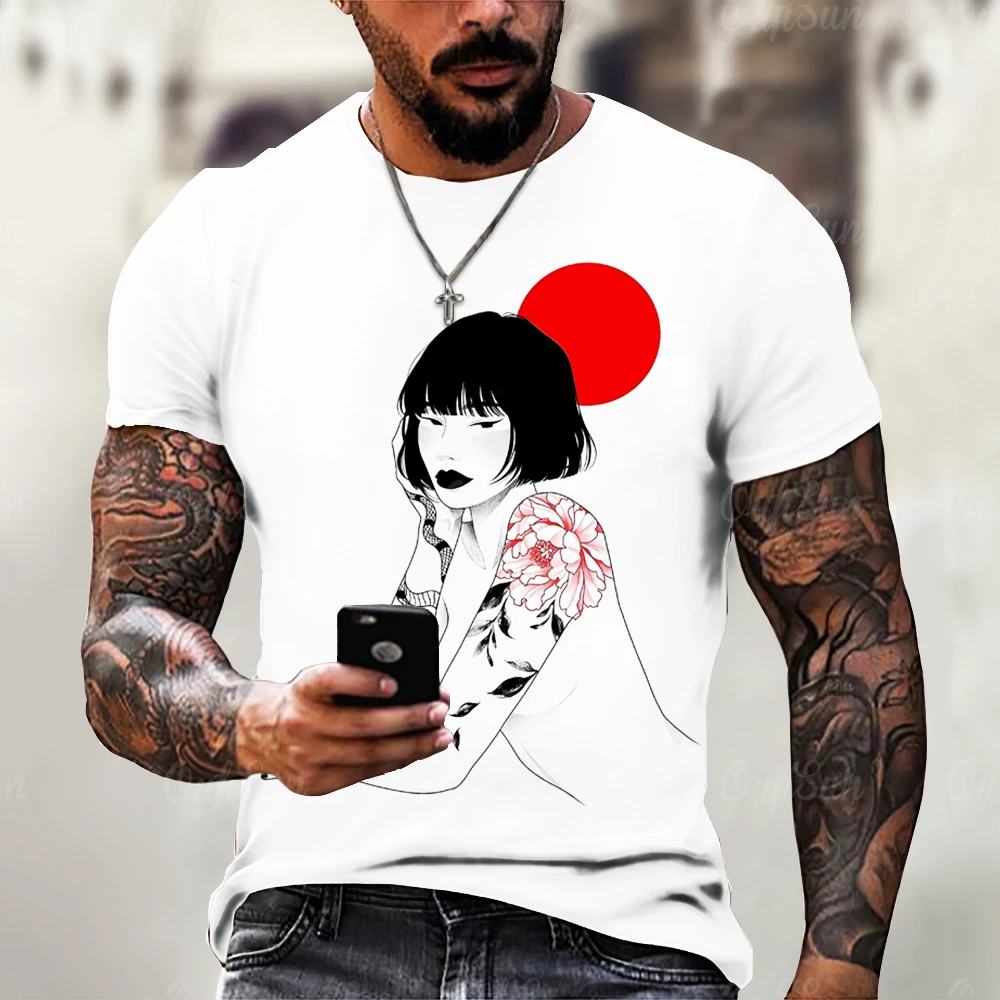 

New Vintage T Shirts For Men Japaness Style Pattern 3D Printed Short Sleeve Fashion Oversized T-shirt Men's Casual Clothing