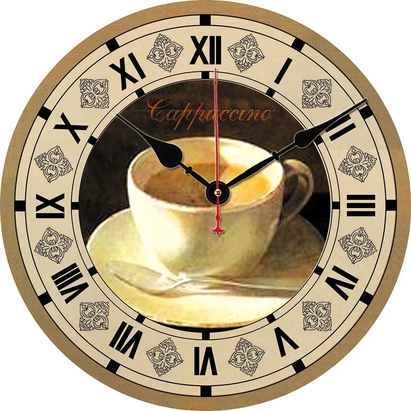 Винтажные круглые настенные часы для кофе и кухни большие декоративные столовой