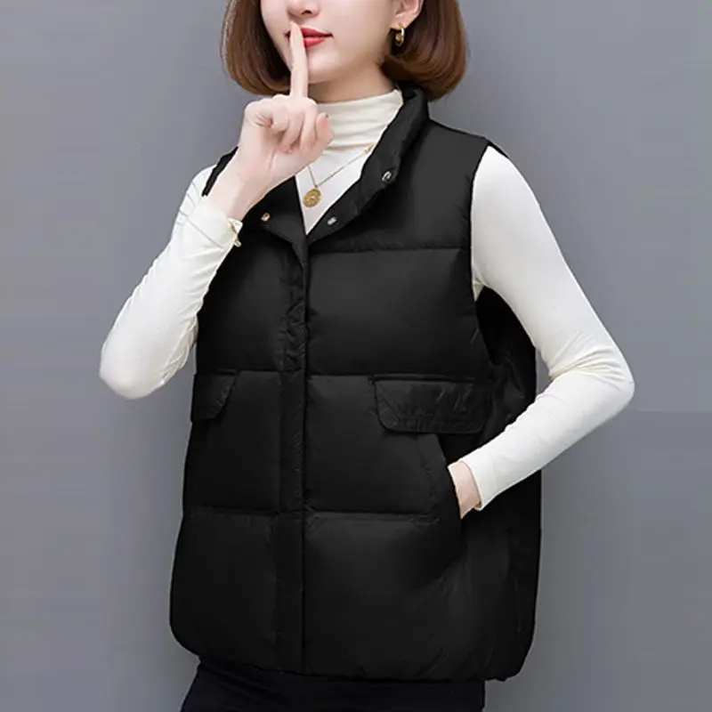 Новинка 2024 года осенне-зимний жилет из белого утиного пуха и хлопка модная теплая