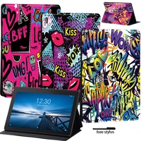 for lenovo tab m10 10 1 inch m7 m8e10 tb x104fm10 plus tb x606ftb x606x 10 3 inch tablet case graffiti leather stand cover