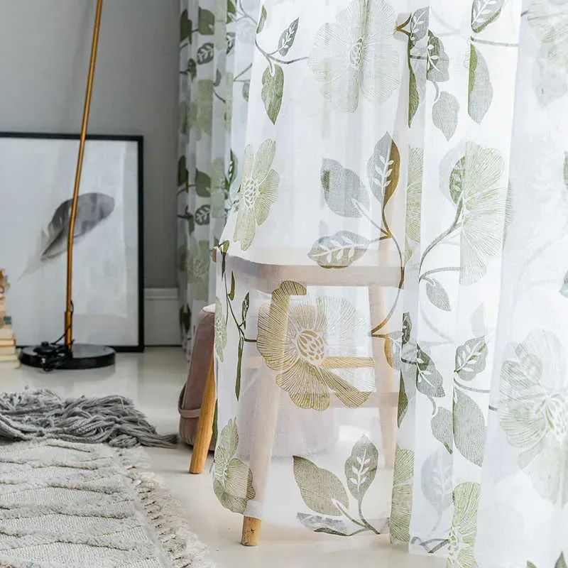 Занавеска для гостиной спальни прозрачная цветочная вышивка оконные украшения