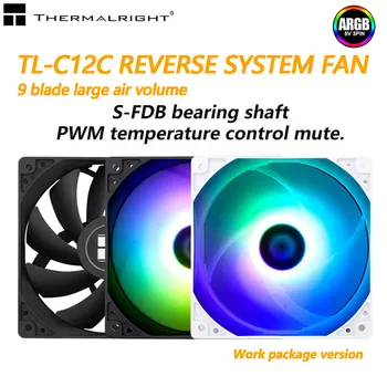 Thermalright TL-C12C PC 팬 3 개, 작업 가방, 12cm 온도 조절 4 핀 PWM ARGB 음소거 CPU 팬 TL-C12C-S TL-C12CW-S