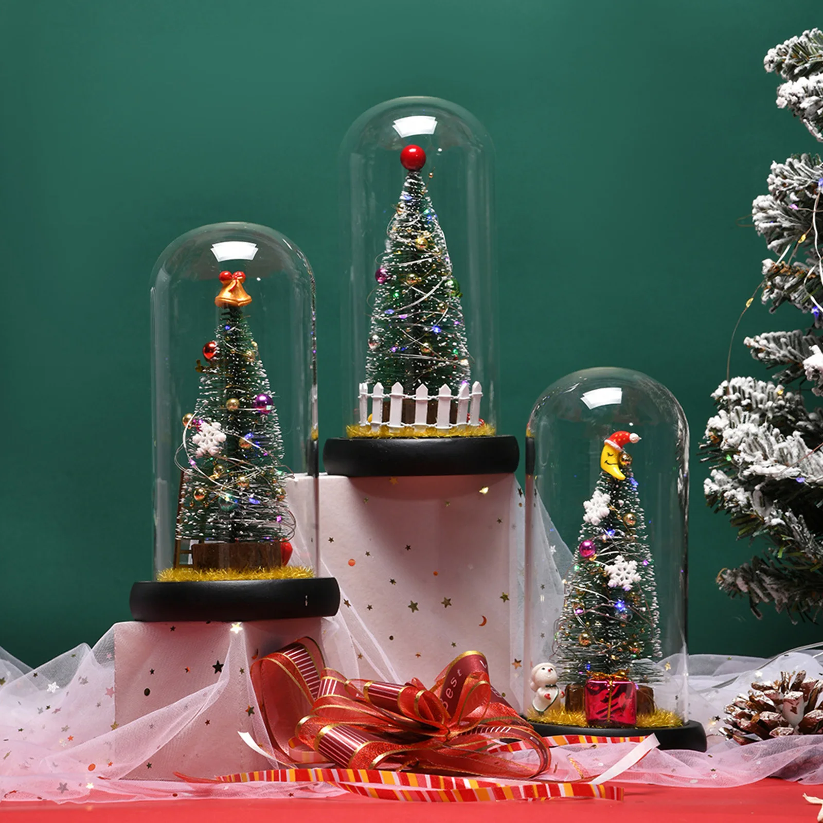 

Стеклянная крышка со светодиодной подсветильник кой в виде рождественской елки