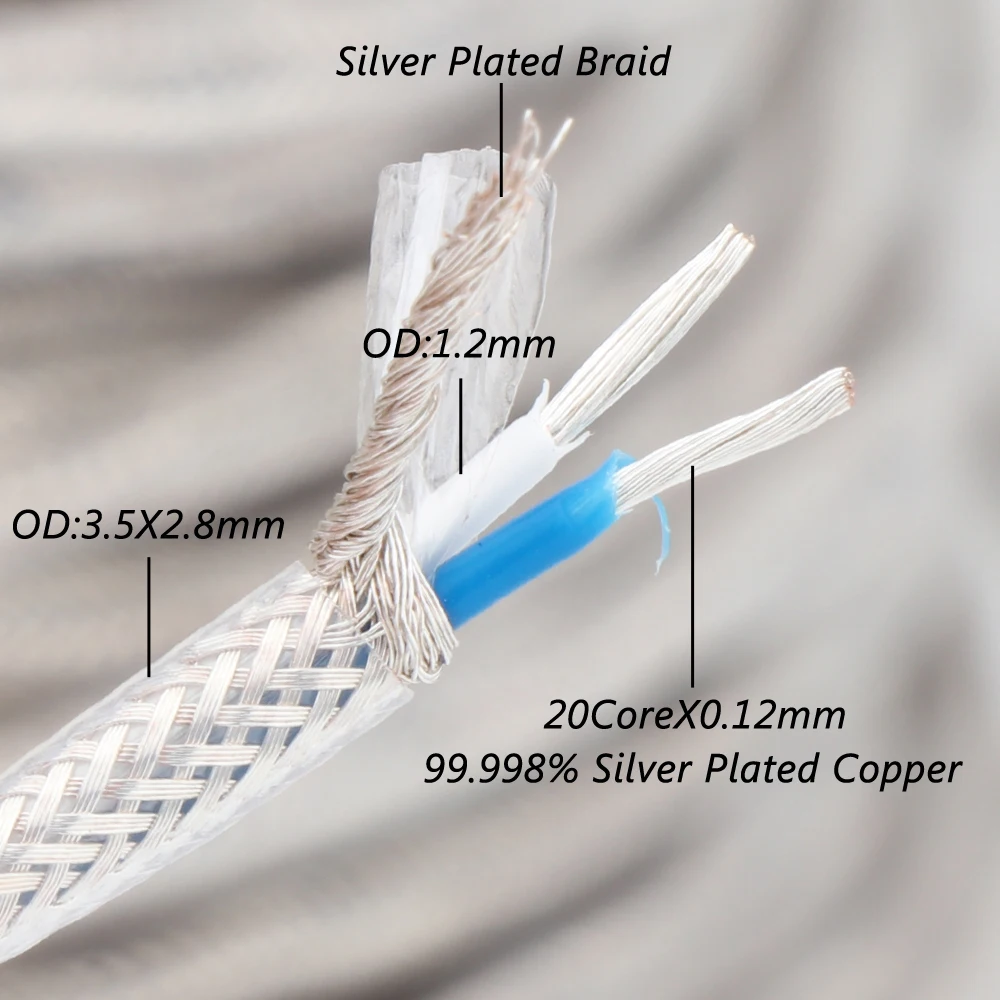 

Preffair 99.99998% Single Crystal Copper Silver Plated Audio Video Cable Hifi Interconnect Cable XLR Line