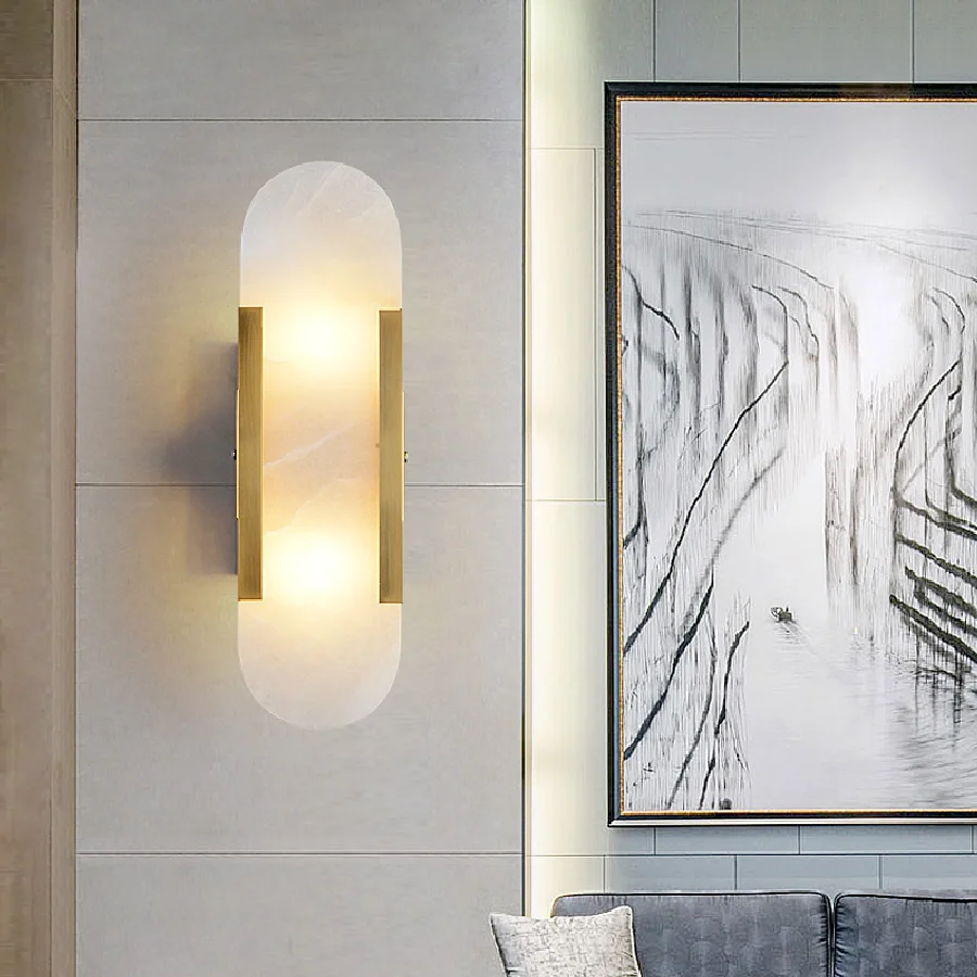 

Современная искусственная настенная лампа, роскошный фон для гостиной, настенный Мраморный Настенный светильник для спальни, кабинета, при...