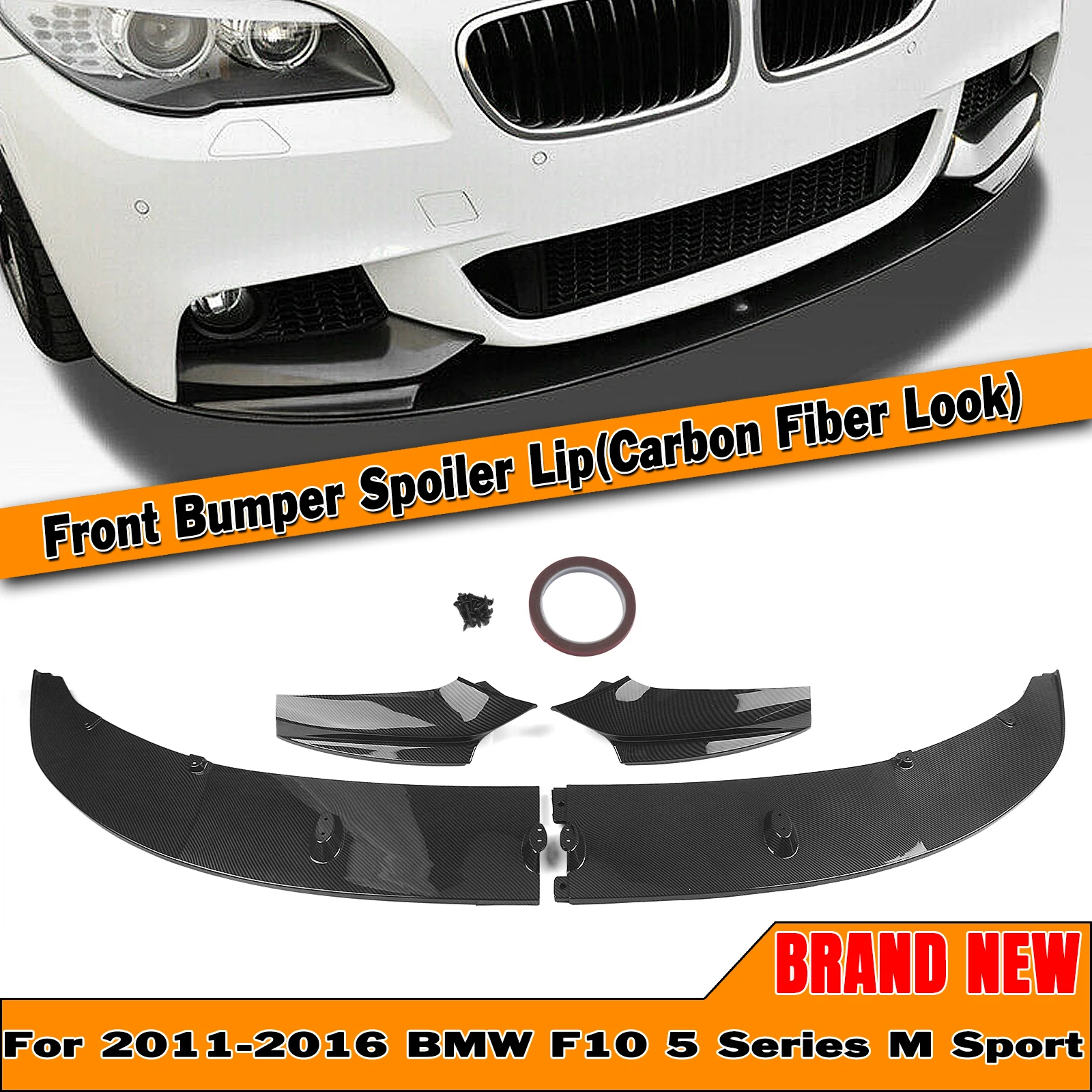 

Body Kit For BMW F10 5 Series 2011-2016 M Sport Bumper Front Spoiler Lip Carbon Fiber Look 550i 528i 530i Lower Splitter Blade