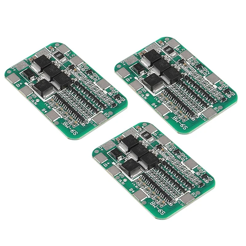 

Защитная плата PCB BMS для литий-ионных, литиевых аккумуляторов 18650, 3 шт., 6S, 15A, 24 В