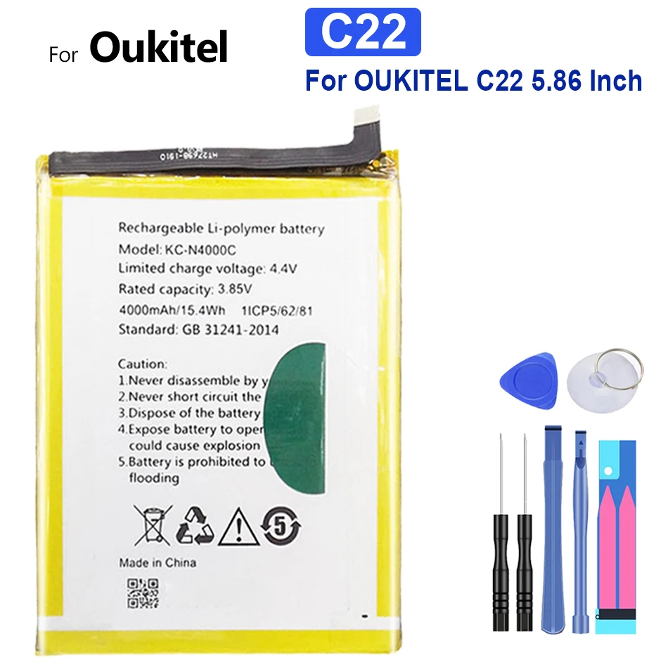 

Mobile Phone Battery KC-N4000C (C22) 4000mah For OUKITEL C22 C 22 5.86 inch