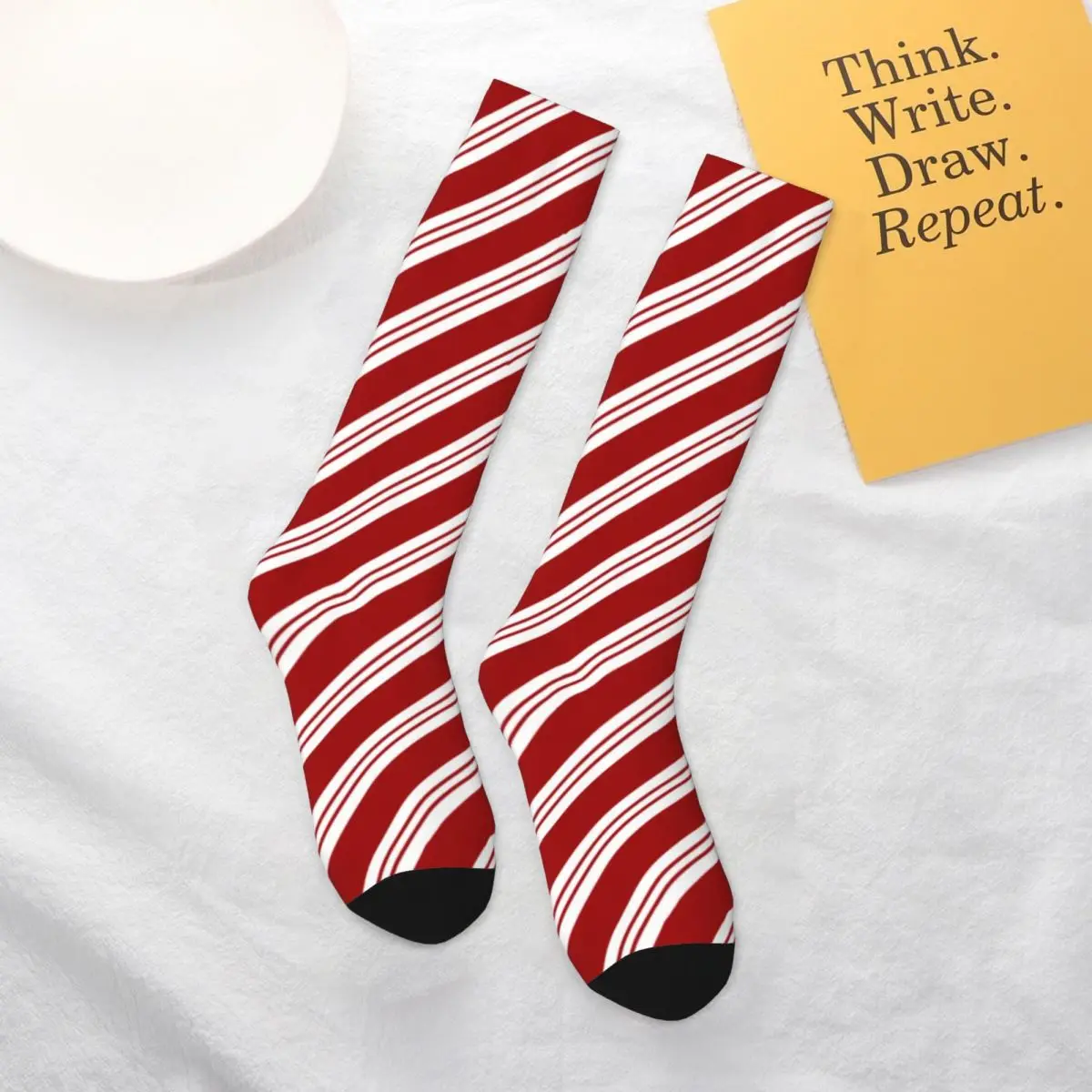 

Red Line Socks Christmas Candy Cane Stripes Cute Youth Mid Stockings Large Chemical Fiber Street Soft Socks