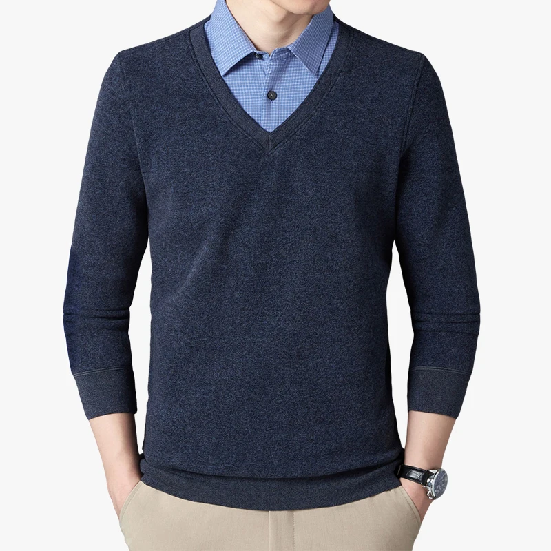 

Men's New Winter Shirts Two False Plush Warm Shirts, Men's Thickened Business Casual Shirts