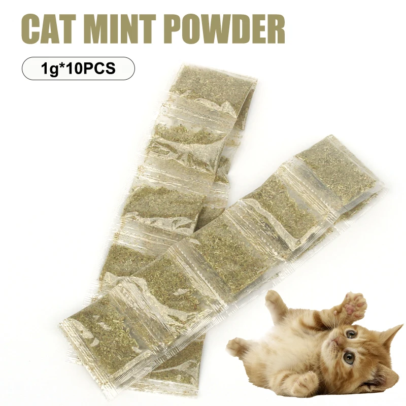 

10PCS 1g Cat Mint Powder Catnip Bag Cat Grass Chopped Leaf Catnip Powder Small Bag Catnip Digestive Hair Ball