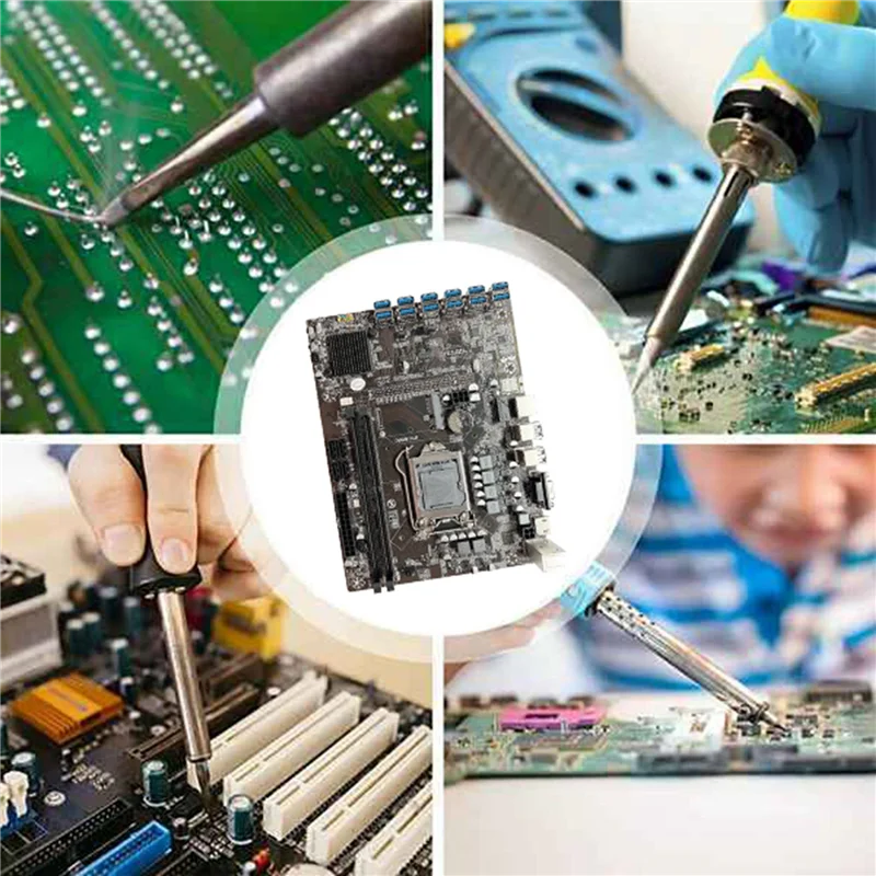 

B250C BTC Miner Motherboard+4PIN IDE to SATA Cable+Switch Cable+SATA Cable 12 USB3.0 GPU Slot LGA1151 for ETH Mining