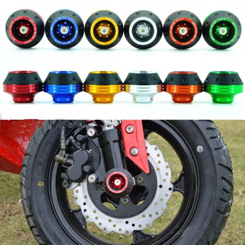 

Aluminum Alloy Front Fork Wheel Frame Sliders Damping Falling Protection Tool Scooter 2 Pcs Car Motorcycle Accessories