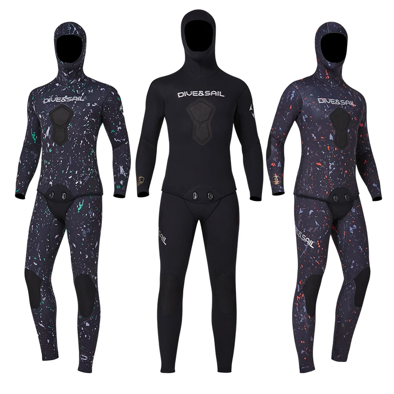 

Full Limestone Hooded Diving Spearfishing Wetsuits 3/5/7mm Warm Split Freedivng Wetsuit for Men Scuba Surfing Diving Wet Suit