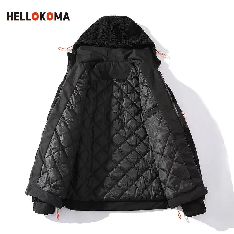 2022 Men Fleece Thickene Winter Lamb Cashmere Cotton Padded Clothes Warm Stand Collar Fleece Students Fashion Padded Clothes