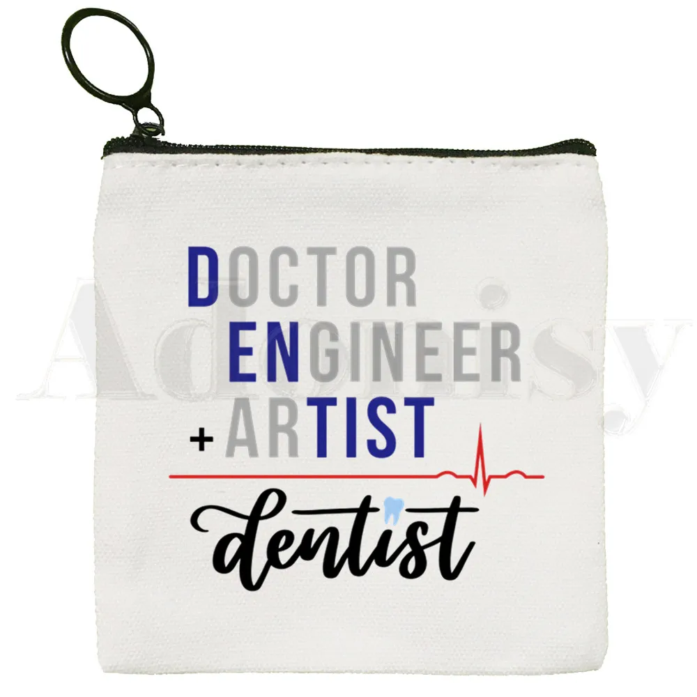 Tooth and Dentist Graphic Aesthetic Funny Coin Purse Storage Small Bag Card Bag Key Bag Coin Clutch Bag Zipper Key Bag