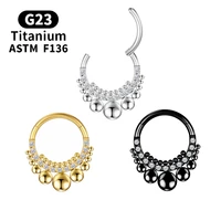 cartilage piercing hinge segment nose ring hoop titanium zircon tragus septum crystal earrings labret clicker g23 body jewelry