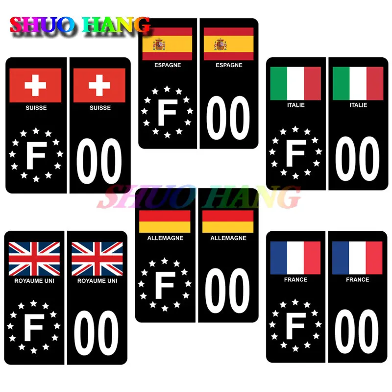 Черный виниловый стикер для номерного знака с флагом США, Великобритании, Франции, Италии, Испании, Германии, Бельгии, Швейцарии
