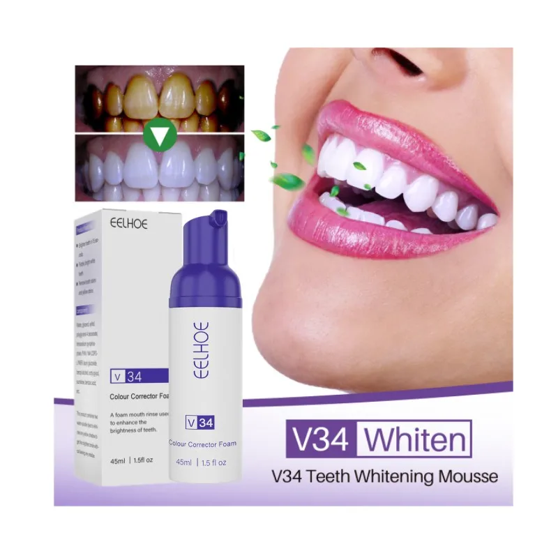 Instant Teeth Whitening Mousse Toothpaste Plaque Stains Remove Dental Bleaching Oral Hygiene Cleaning Fresh Breath Dental Care