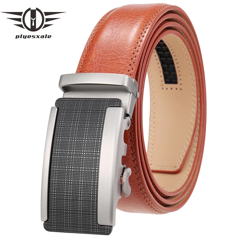 Ремень из натуральной кожи G373 мужской, роскошный пояс с автоматической пряжкой, чёрный красный коричневый