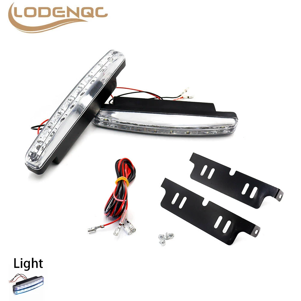 

LED Running Lights Piranha Beads White Car Fog Lights Strobe Light 8 DRL Light Bar Parking 12V DC Head Lamp 2pcs