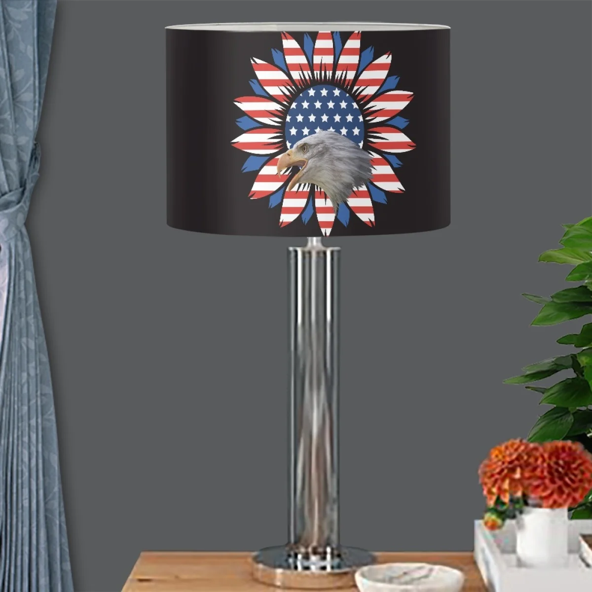 

Круглый абажур с изображением американского флага и орла
