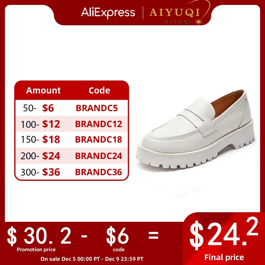 AIYUQI Spring Shoes Female British Style Thick-soled College Style Casual Loafers Genuine Leather Fashion Shoes Girls WHSLE MTO