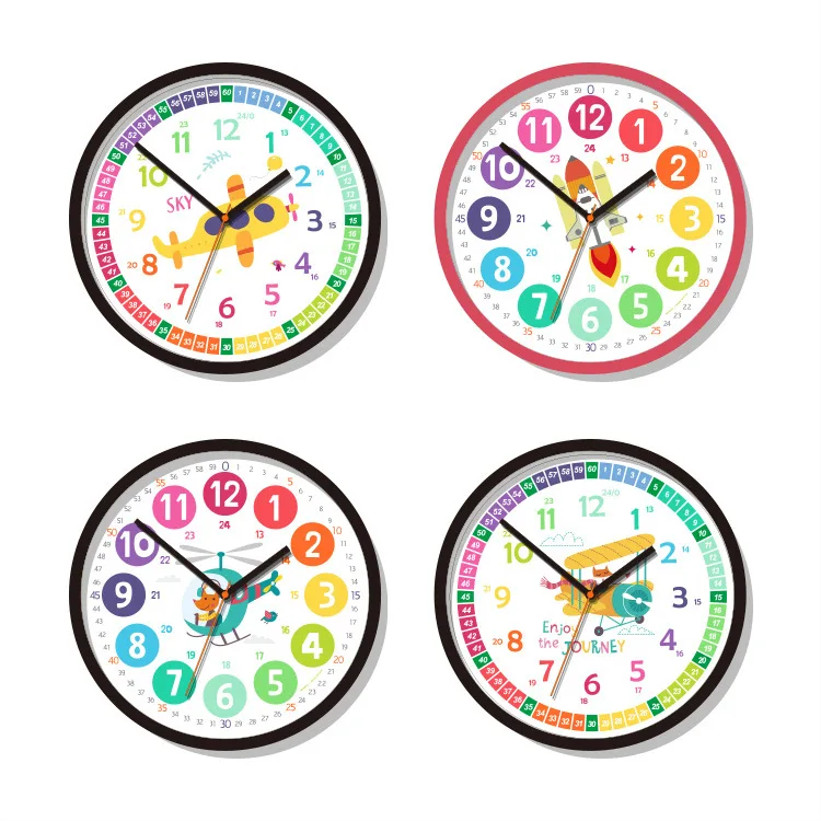 

Часы 10 дюймов для раннего обучения, настенные часы разных цветов, часы для обучения, детские настольные часы, беззвучные круглые часы с буди...