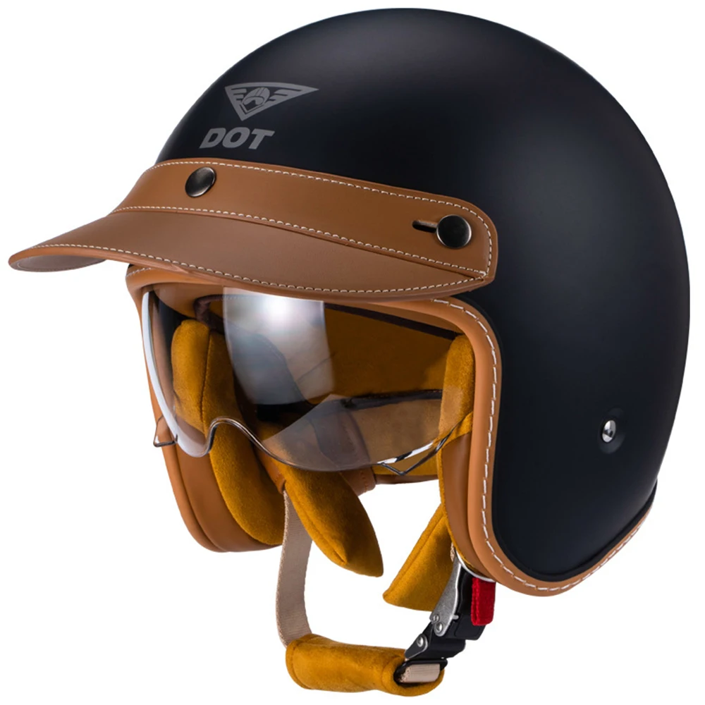 

Мотоциклетный шлем в стиле ретро, всесезонный, защита на пол лица, для езды на мотоцикле, для мужчин и женщин