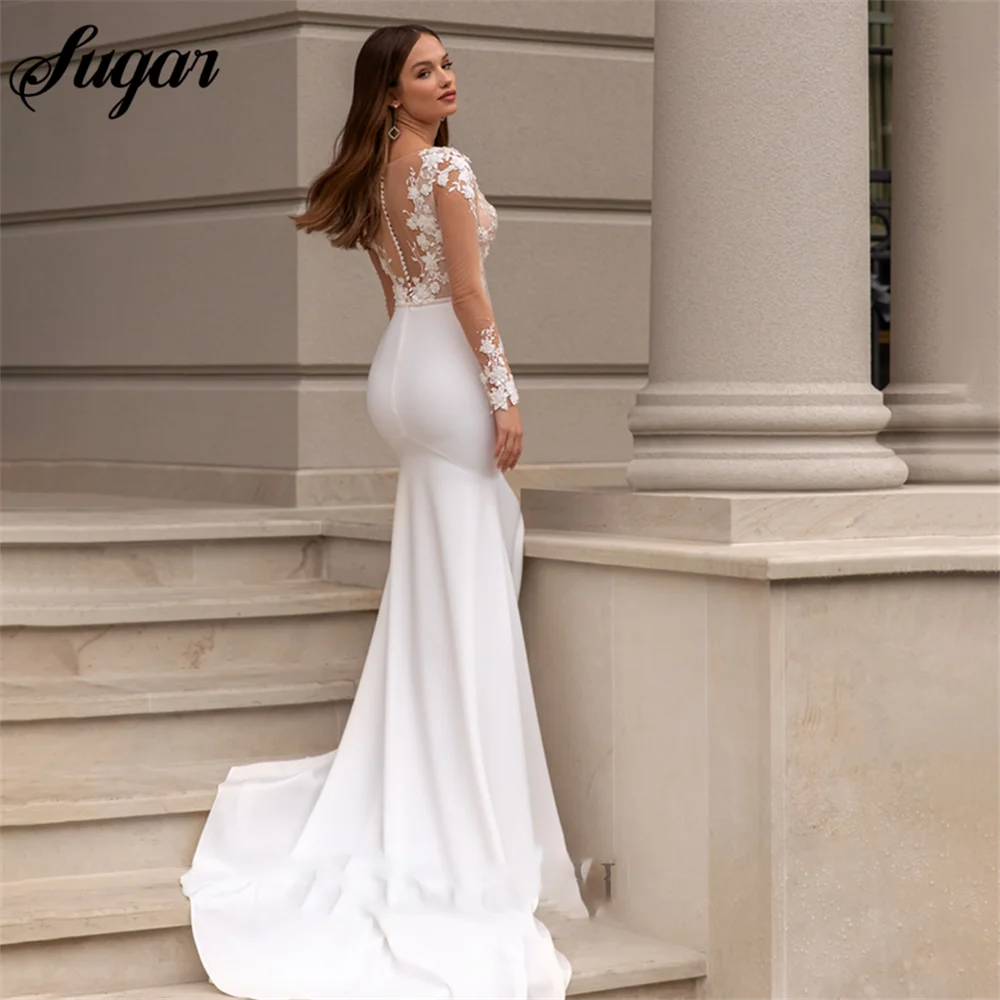 Свадебное платье с длинным рукавом и юбкой-годе