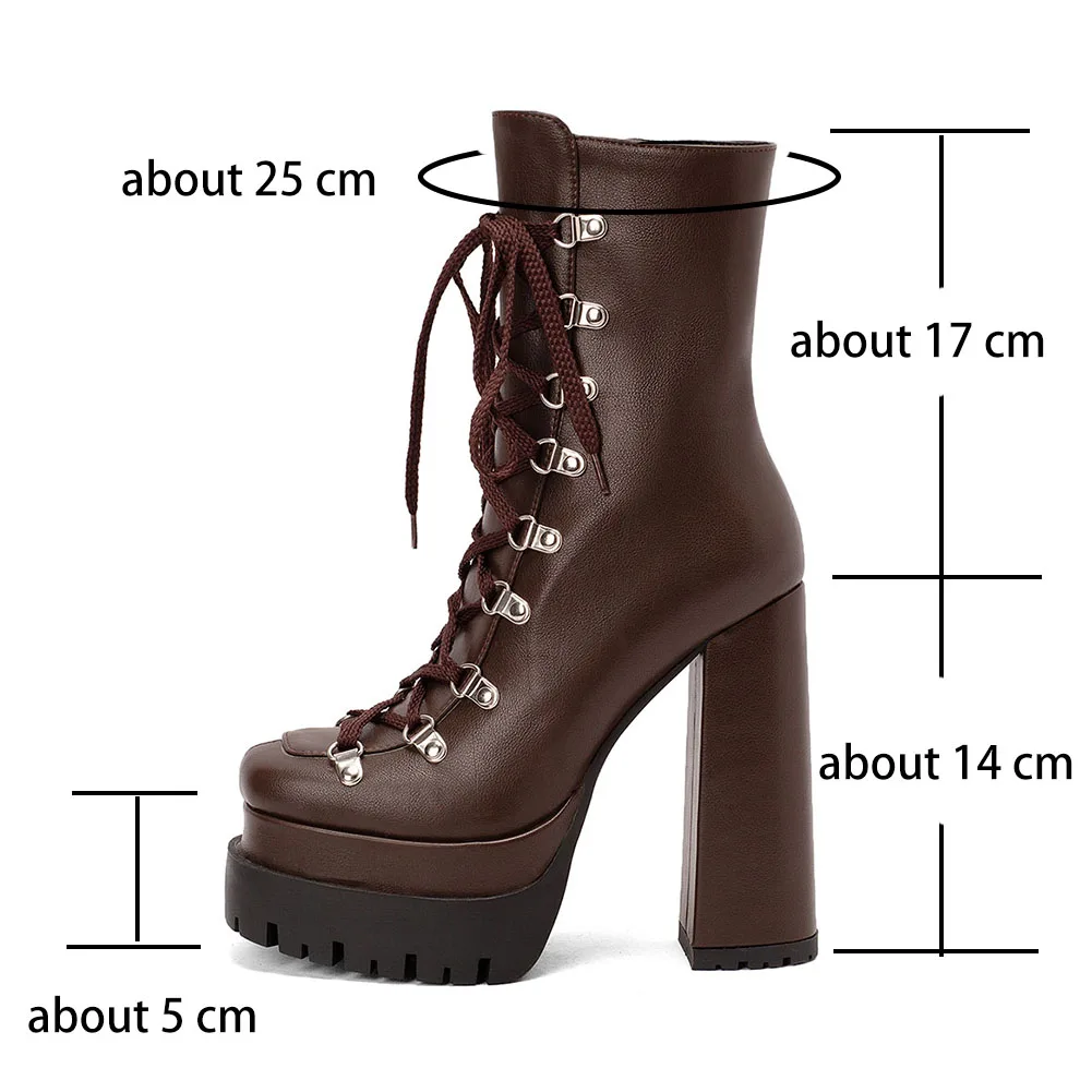Female Platform Boots Lace Up Super High Chuinky Heel Ankle Boots Fashion Shoes Woman 2022 Autumn Winter Hot Sale Brand New