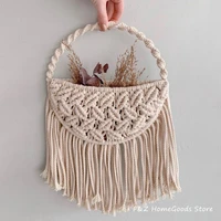 macrame wall hanging tapestry with tassels hand woven round flower pot bohemian crafts for dedroom living room decor decoration
