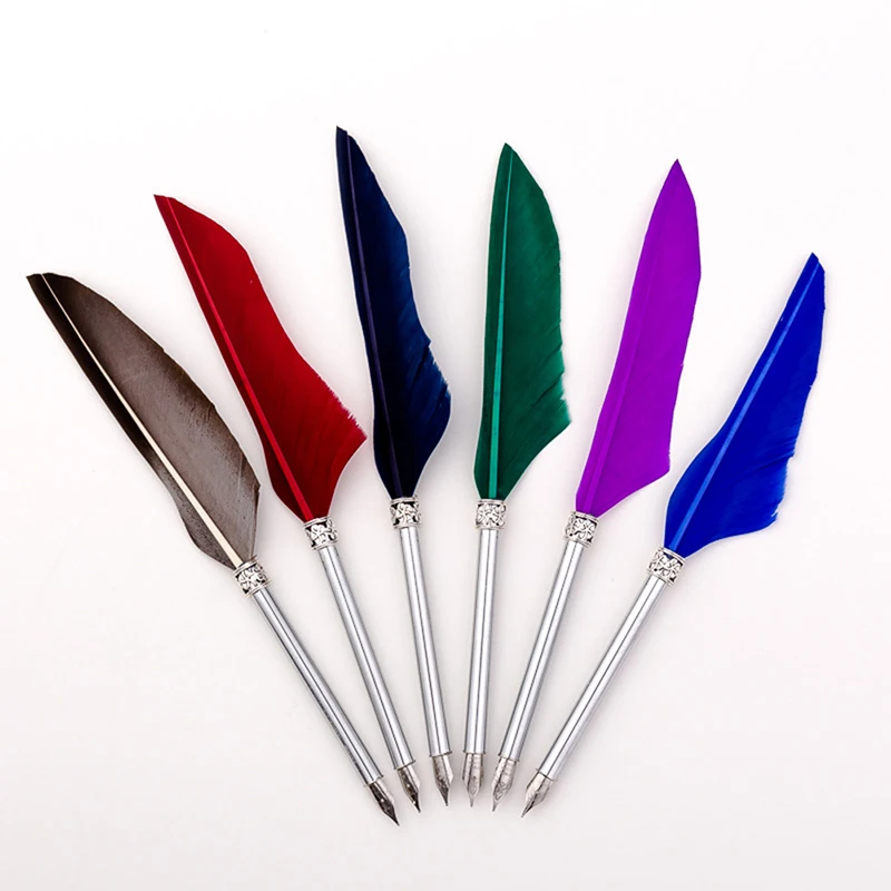 

1Set Vintage Feather Fountain Pen Set Calligraphy Pen Feather Dip Pen Ink Set Letter Writer Pen Handwriting Pen Stationary