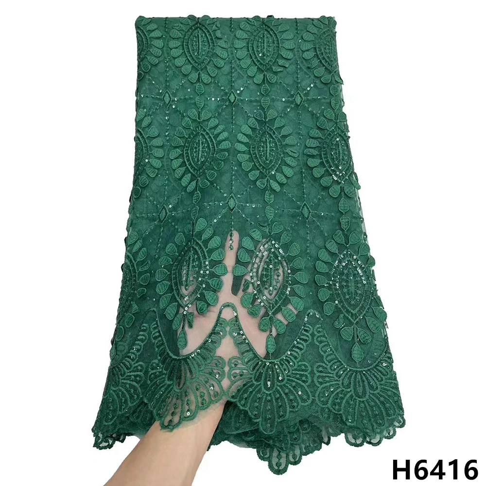 

Latest Green French Lace Net Lace 5 Yards Afrian Lace 2022 High Quality Tulle Lace Nigerian Lace Fabric For Women Party HX6416