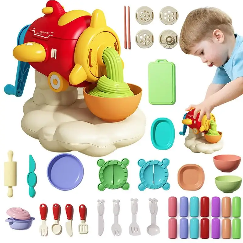 

Play Clay Set | 27Pcs Play Airplane Noodle Machine Dough Kit | Dough Kitchen Creations Play Set For Girls Boys Birthday Weekend