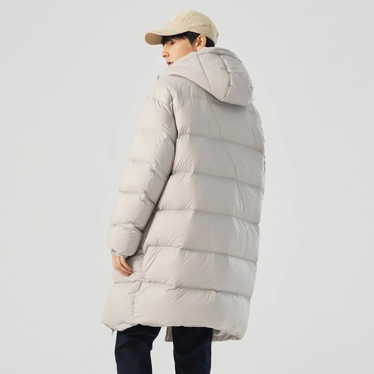Metersbonwe Men Mid-length Cocoon Hooded Down Jacke Winter Male Losse Thick Overcoat Warm Outerwear Brand Greatcoat Down Coat