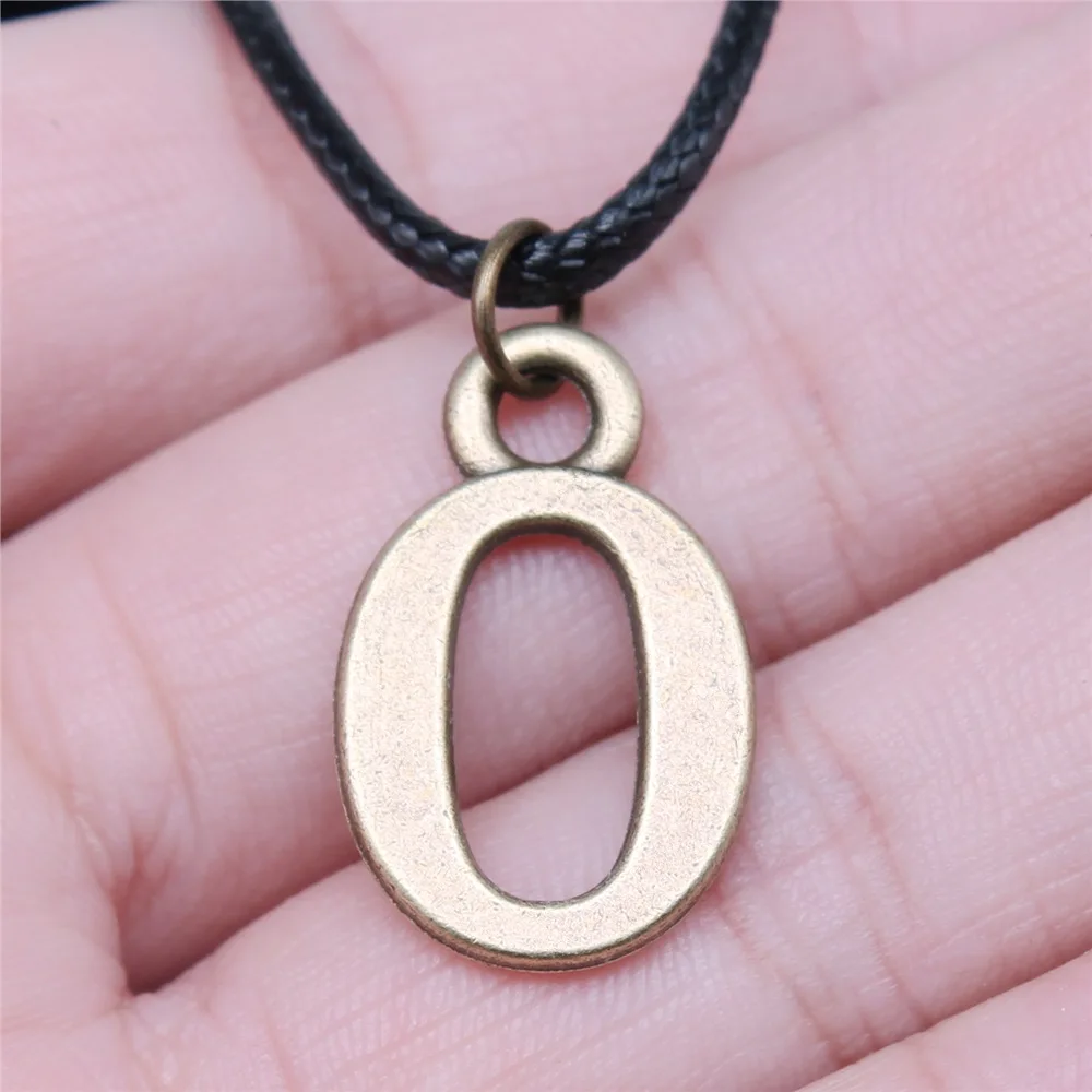 

Прямая поставка, античный бронзовый цвет, 26x16 мм, кулон номер 0, Искусственная черная кожаная веревочная цепочка, ожерелье