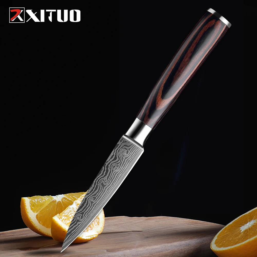

XITUO High Quality Kitchen Chef Knife 3.5 "Damascus Pattern Fruit Knife Multifunctional Peeler Knife Family Kitchen Cooking Tool