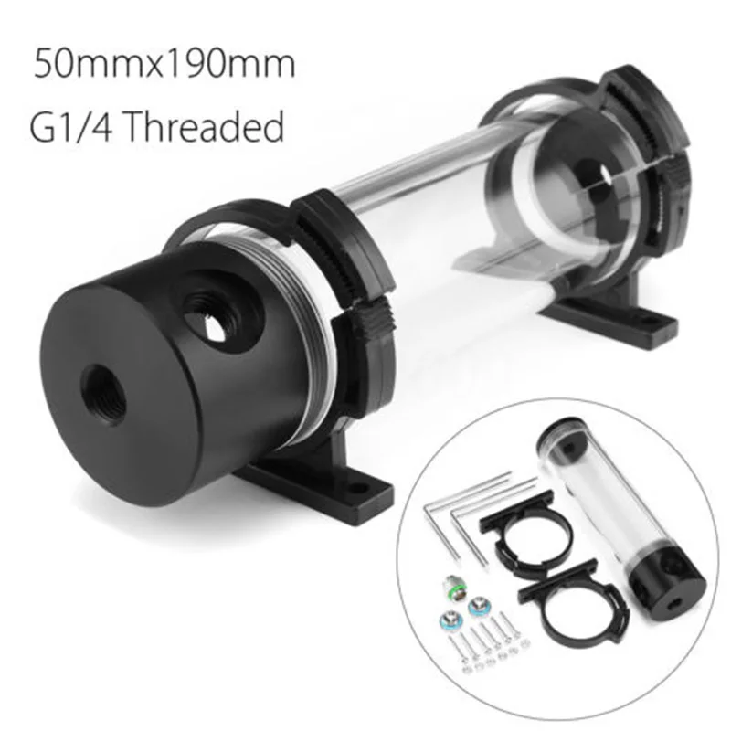 

Cylinder Reservoir Water Tank PC Computer Liquid Cooling Radiator G1/4 50x190mm