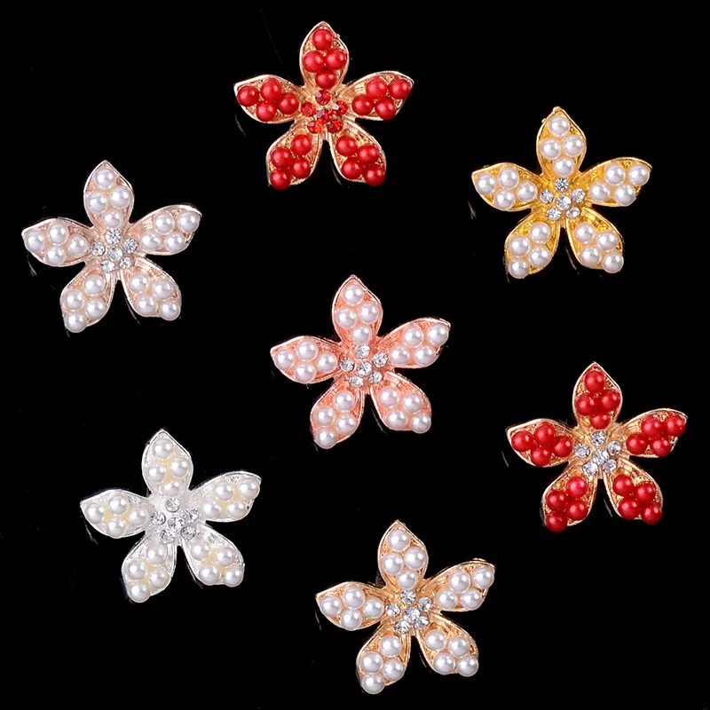 

10pcs/Lot Arch Rhinestone Diamond Pearl Buttons Alloy Diy Handmade Hair Accessories Necklace Mobile Beauty Key Ring Jewelry