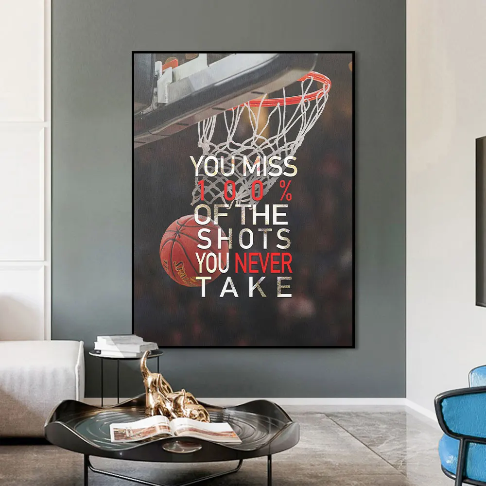 

Basketball Inspirational Quotes Shoot Canvas Painnting Poster Print Home Decor Wall Art Picture For Live KIid Room Frameless