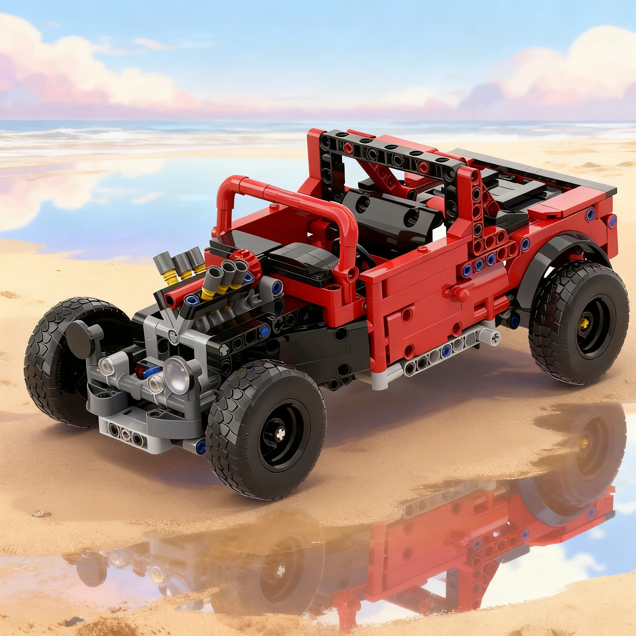 Фото 599 деталей MOC Hot Rod Pickup Alt B Техническая модель, строительные блоки, коллекция игрушек, художественные кирпичики, демонстрация, образовательный набор для творчества, сборка своими руками №1