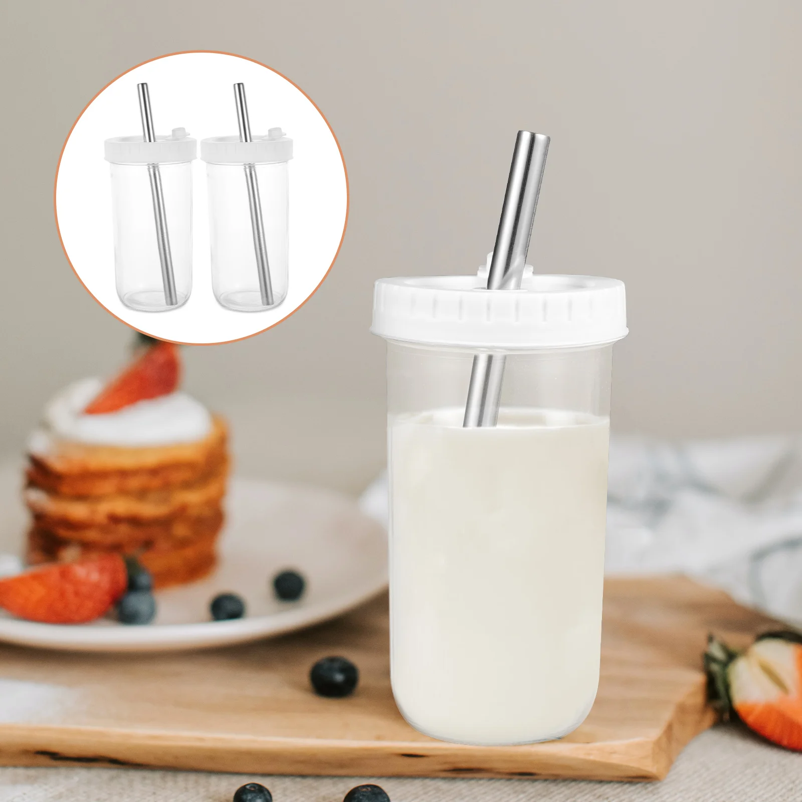 

Cup Glassstraw Mason Cups Tumbler Tea Mug Coffee Bubble Straws Bottles Wideglasses Mouth Drinking Jarlids Lid Jarsbottlesmoothie