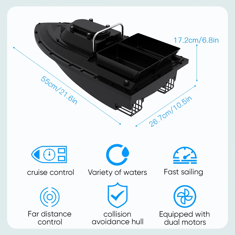 Smart Remote Control Fishing Bait Boat 400-500M Wireless Fishing Feeder Boat Ship with LED Night Lights For Outdoor Fishing enlarge