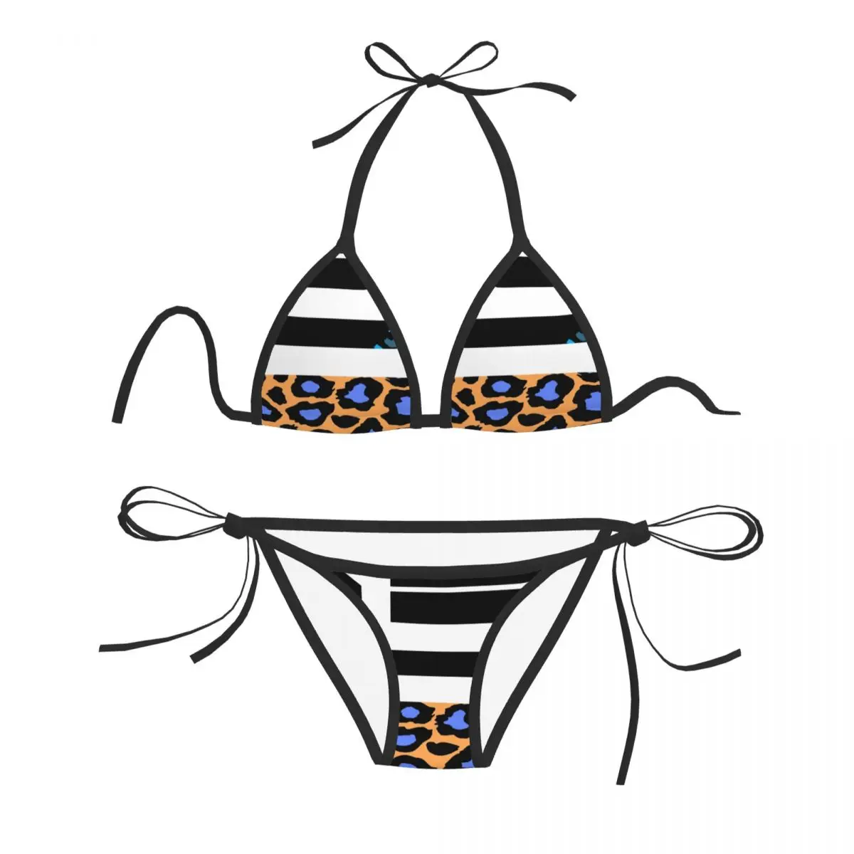 

Женский сексуальный комплект бикини с бюстгальтером пуш-ап, Холтер, стринги, бразильский купальник, пляжная одежда, купальный костюм с абстрактным леопардовым принтом