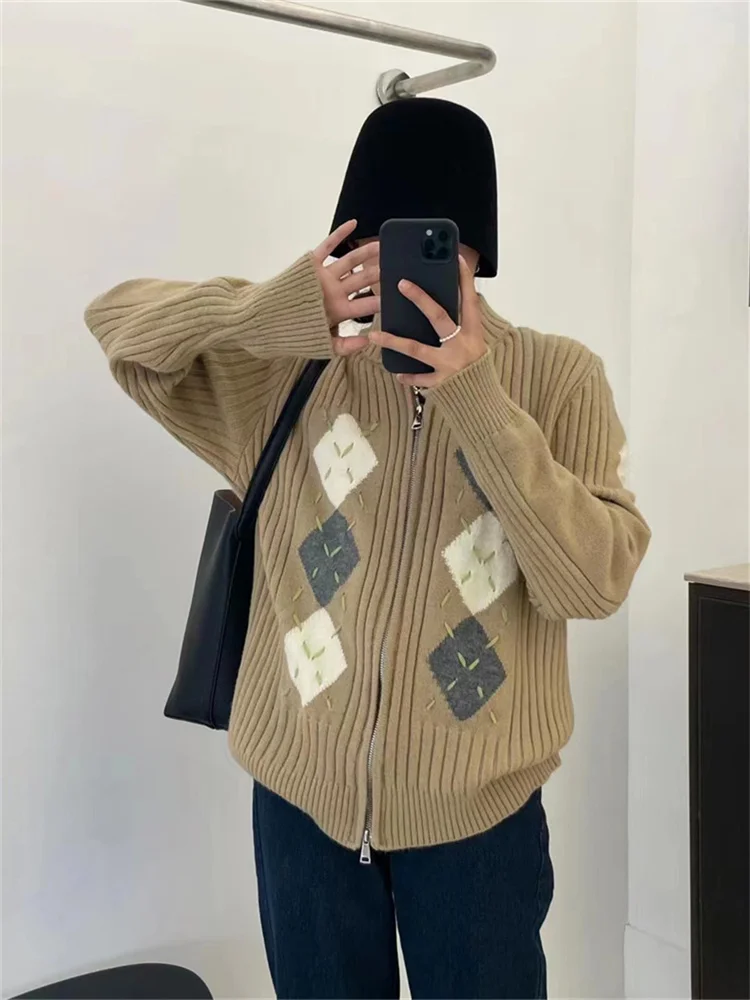 

Hsa новый вязаный кардиган женский весна и осень check coa Argyle Молодежный корейский модный свитер кардиган