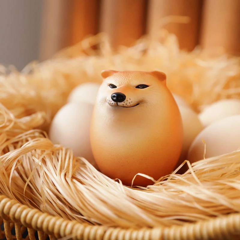 

Creative Inu Realistic Egg Shape PVC Desk Decor Dog & Egg Union Decorations For Home Offices Fun Christmas Gifts